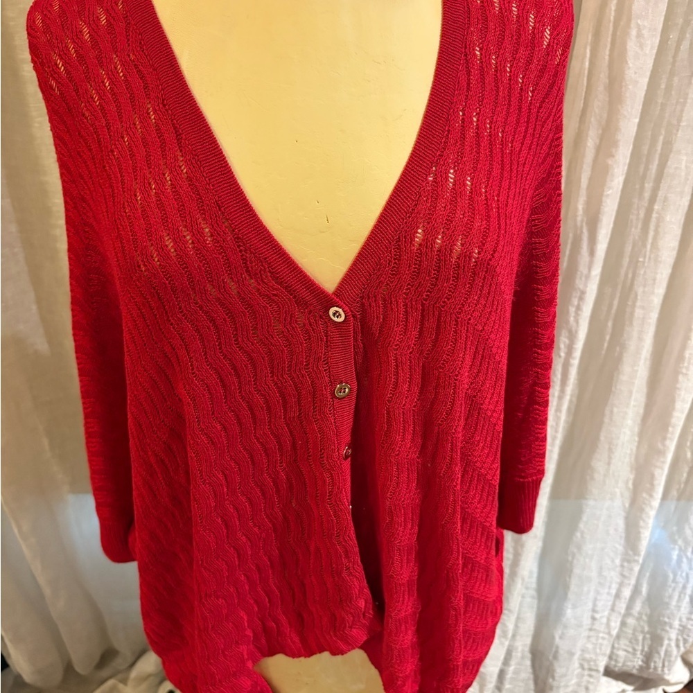 Alberto Makali Red Button-Up Cardigan